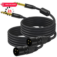 AuxLink XLR Male to 1/4, TRS 6.35mm 2Packs Gold-Plated 10ft - 2P, Black