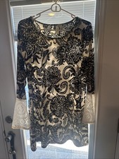 Black & White Paisley Dress Y2K Lace On Sleeves Retro