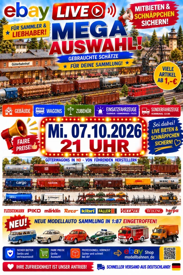 Gebrauchte H0 Modelleisenbahnen, H0 Wagons, Zubehör N/H0, Modellautos 1:87