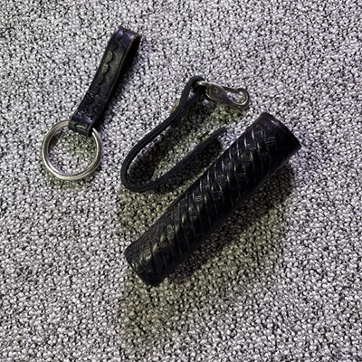 #ad vintage Baton holder belt loop Basketweave black leather STALLION F 21 Bonus $18.50