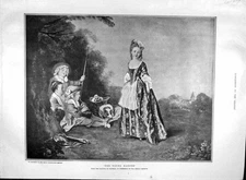 Original Old Antique Print 1903 Young Dancer Children Music Dog Countryside