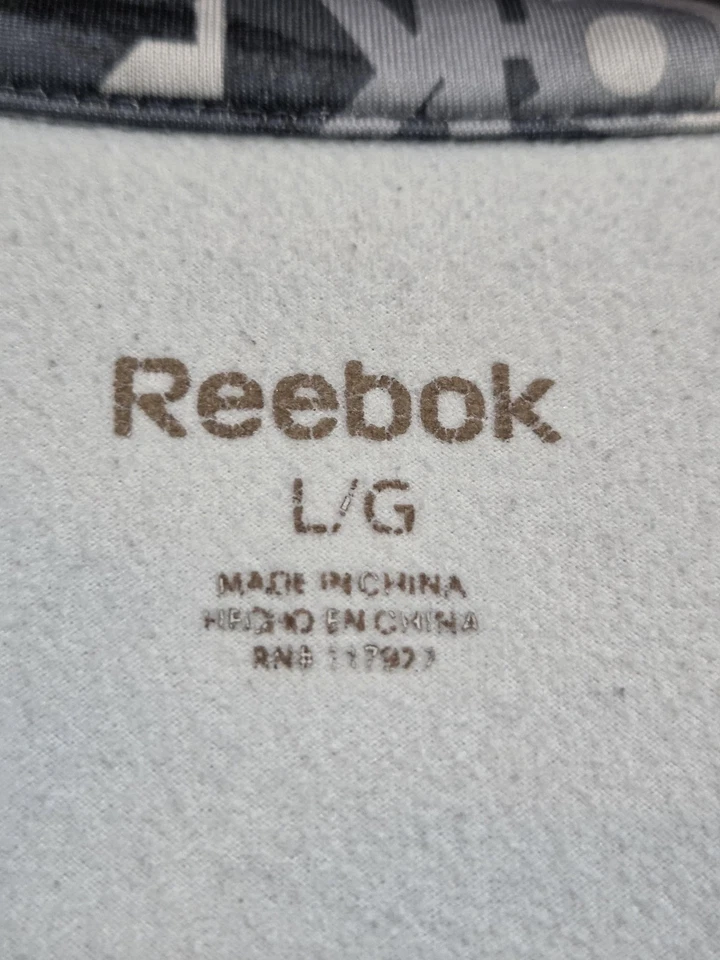 Pullover Reebok para mujer grande gris negro cuarto cremallera estampado de logotipo atlético Foto 4 de 4