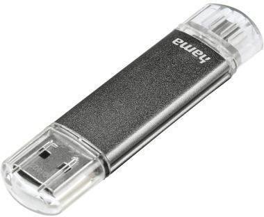 Hama Chiavetta USB Laeta Twin USB 2.0 64Gbyte Grigio Laeta Twin USB 2.0 64Gbyte Grigio - Foto 1 di 3