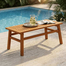 Wood Coffee Table 42 Outdoor Patio Garden Sol...