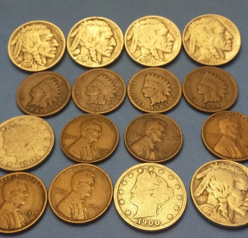 mixed coin lot #2 Buffalo, Liberty Nickels, lincoln, Indian Head cent