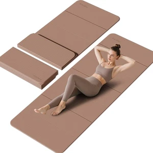 Foldable Yoga Mat - 10mm Extra Thick, 75"26" Non-Slip Exercise Brown