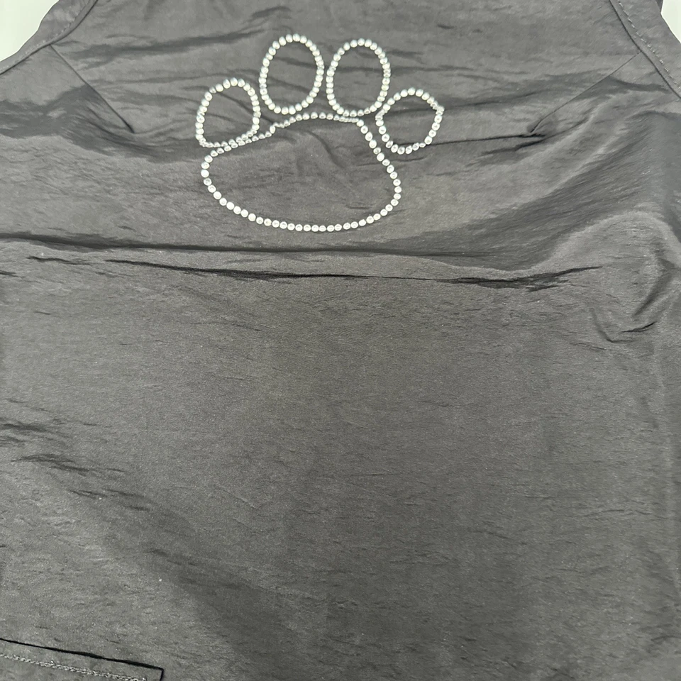 Delantal de aseo de mascotas sin marca poliéster negro con bolsillos para patas bling cintura lazo Foto 4 de 4