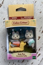 Calico Critters Husky Twins Gray With Outfits NIB Sylvania Families