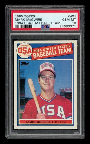 1985 Topps Set-Break #401 Mark Mcgwire 1984 Usa Baseball Team PSA 10 GEM MINT