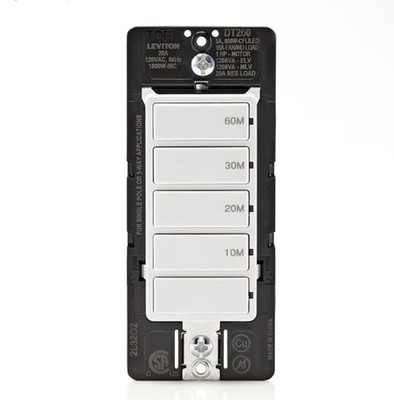 LEVITON COUNTDOWN SWITCH FOR BATHROOM  LIGHTS 10-20-30-40 MINUTES 20AMP