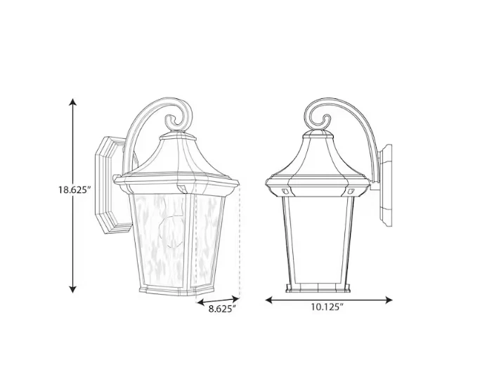 Progress Lighting Marquette 1-Light Black Outdoor Wall Lantern w/Water Glass - Image 3 of 4