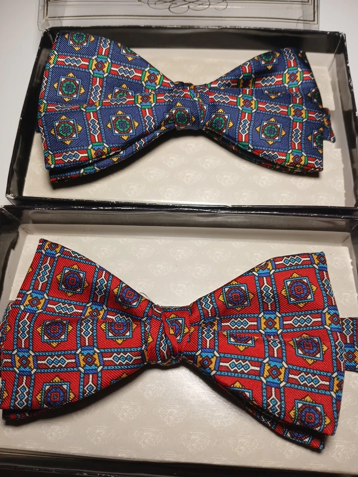 Pajarita Vintage Seda Corbata Ajustable en Caja Original Pre Atada Londres  Foto 2 de 4