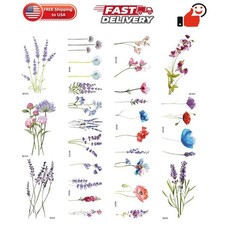 12Pieces/Lot 3D Watercolor Lavender Flower Temporary Tattoos For Women Body A...