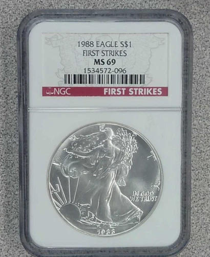 1988 BU American 1 oz. .999 Silver Eagle NGC MS69 (096)