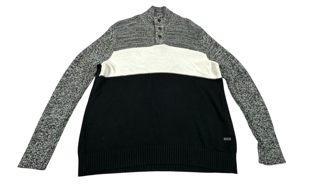 G By Guess Gray White Black Knit Top Button Pullover Sweater. Women's - Size XL