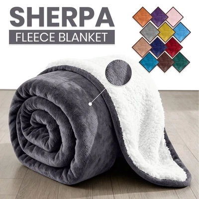SUPREME BEDDING Warm Sherpa Fleece Throw Blanket Super Soft Sofa Bed Couch Blankets Twin Queen