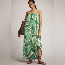 Farm Rio x Anthropologie Square-Neck Pleated A-Line Midi Dress