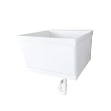 White Wall-Mounted Utility Sink Tub with Bracket for Laundry Room and Garage