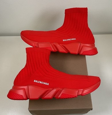 Size 44EU/11US - Balenciaga Speed Trainer Ribbed Knit Triple Red - BRAND NEW