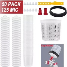 50pack Pps Cups Disposable Paint Spray Gun Cup Liner And Lid System 600ml20oz