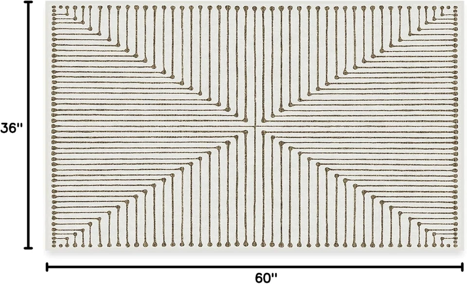 Alfombra moderna lavable a máquina X Jonathan Adler - gota de tinta camel y marfil 3X5, S Foto 3 de 4