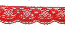 Red Floral Scalloped Flat Lace 14 Yards, 5" x 1-3/8" Wide -  33 NEW