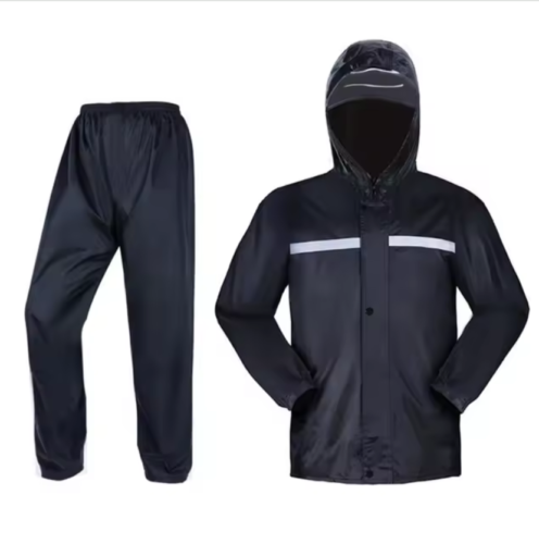 Men Black Hooded Rain Suits Jackets Pant Gear Raincoat Waterproof Outdoor Hiking - Picture 7 of 28