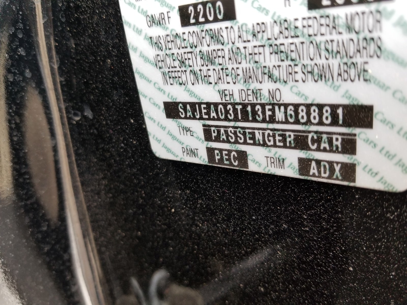 2003 04 2005 2006 2007 2008 JAGUAR STYPE LEFT REAR INTERIOR DOOR PANEL