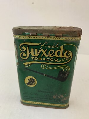 tuxedo tobacco tin Vintage Fresh Tuxedo Tobacco Advertising Pocket Tin with Tax Stamp