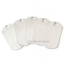 5 BLANK STAINLESS STEEL BLANK DOG TAGS SHINY OR MATTE MILITARY SPEC FREE SHIP