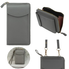 Umhängetasche Handy Etui Handtasche Reißverschluss Geldbörse Mit Band Kunstleder