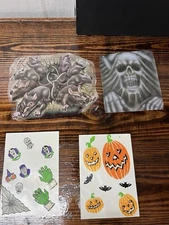 VTG Halloween Decor Glow Dark Re Stix Window Clings Mona Wall Decor Holographic