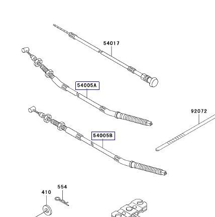 Juego de repuesto de cable de freno de estacionamiento derecho izquierdo Kawasaki Mule 500 / 520 / 550 NUEVO Foto 2 de 4