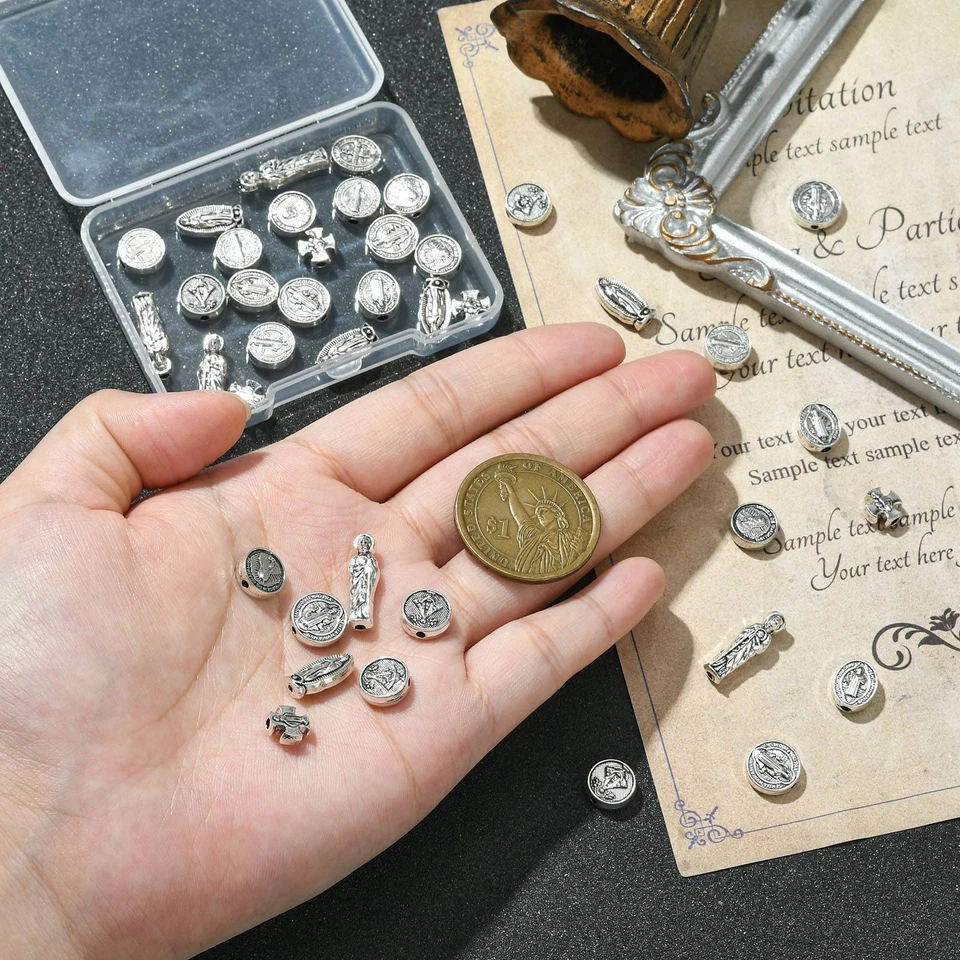 40 Piezas Cuentas de Jesús Religiosas Cuentas Rosario Nuestra Señora para Joyería Artesanal Hágalo Usted Mismo Foto 4 de 4