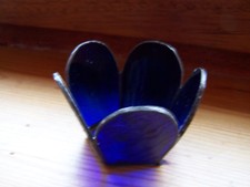 Tiffany Fensterbild Glaskunst Kerzenhalter Kerzenleuchter blau Blütenform