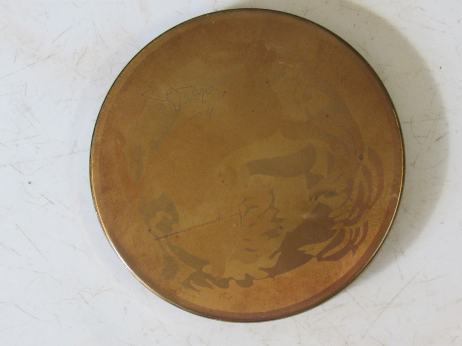 Vintage Gold-tone  Compact with  Puff Engraved Horse Motif