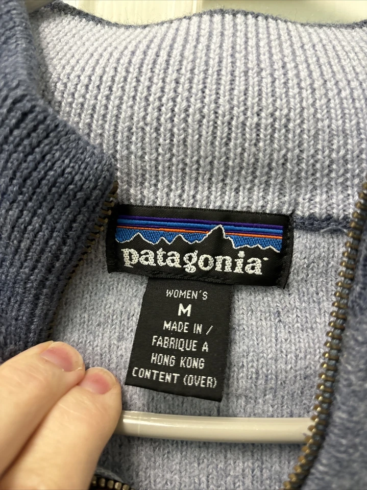 Vintage Patagonia Sweater Women’s Blue 100% Wool Cardigan Jacket Slub Medium - Image 3 of 4