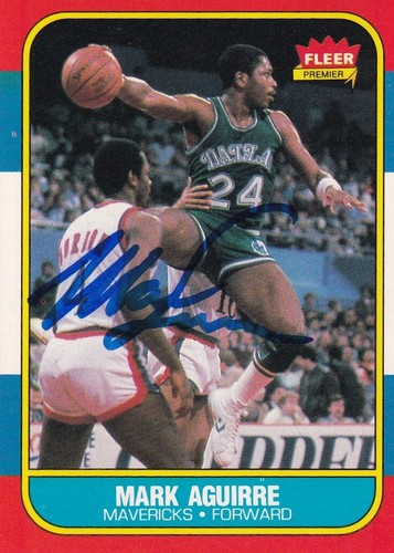 1986 Fleer Mark Aguirre Dallas Mavericks RARE SIGNED CARD AUTOGRAPHED