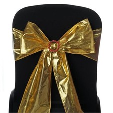 GOLD Shiny Metallic Tissue Lame CHAIR SASHES Bows Wedding Party Decorations SALE