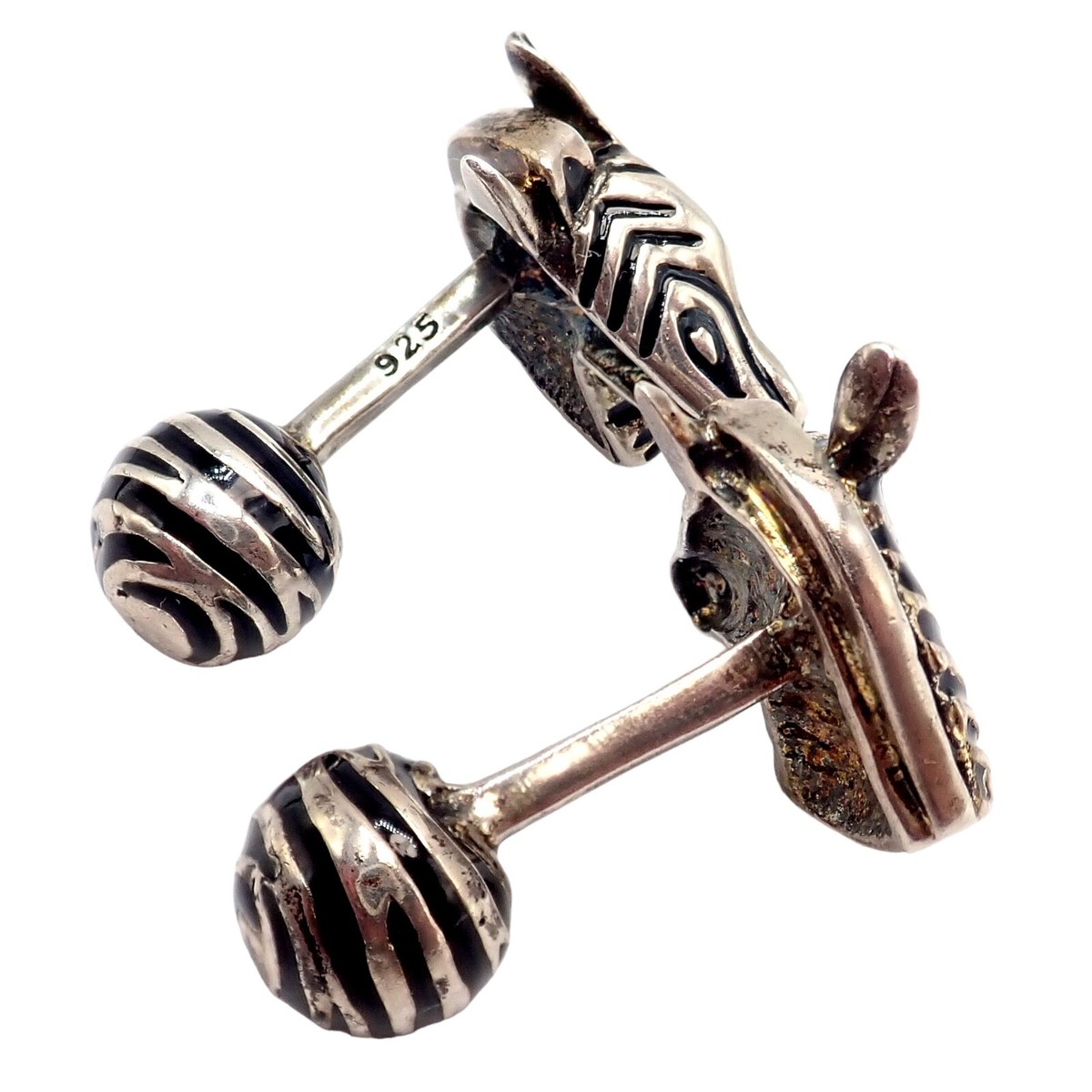 ティファニー セラミック ブラックベリー ティーセット Vintage Tiffany & Co. Silver Black Enamel Zebra Cufflinks | eBay