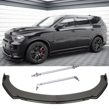 Carbon Fiber Look Car Front Lip Spoiler Splitter + Strut Rods For Dodge Durango