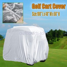 Universal Zippered Rear Golf Cart Cover For EZGO Club Car Yamaha Cloth silvery