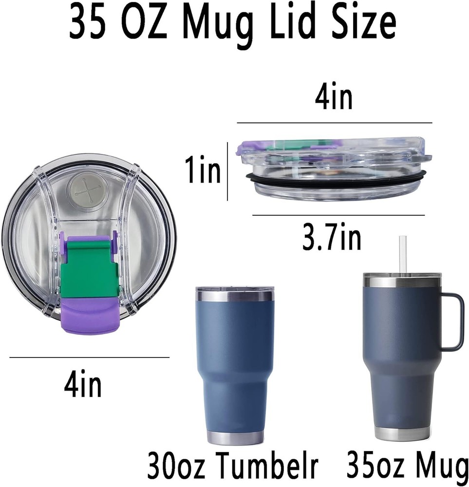 Colorful Replacement Tumbler Lids for YETI Rambler 30oz 35oz Straw Mug
