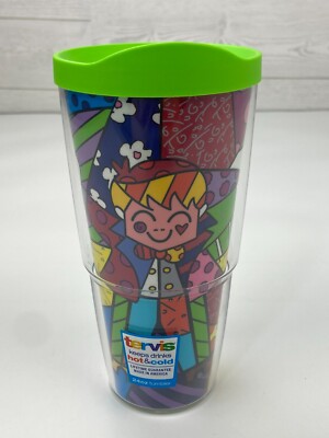 Tervis ROMERO BRITTO Colorful *HUG* Pop Art 24oz Travel Tumbler Cup Mug NEW!