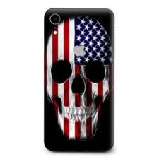 Skins Decal Wrap for Apple iPhone XR - American Skull Flag in Skull