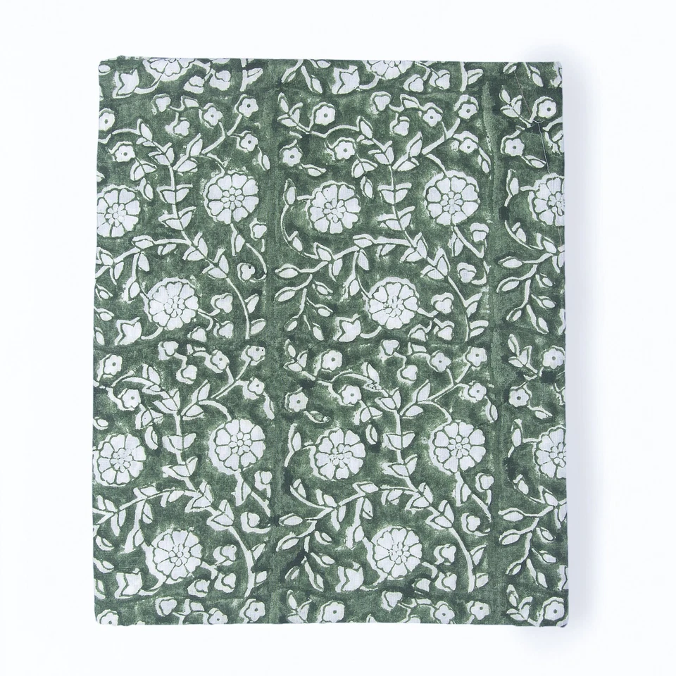 2.5 Yard Indian pure Cotton Fabric Green Printed Hand Block Flower Print fabric - Image 4 of 4