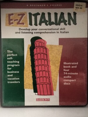 Language Courses: E-Z Italian by Barron's A Beginner's Course- New Sealed 