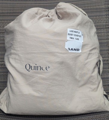 Quince 100% Organic Luxe Waffle Duvet Cover 2PC Set Color Sand Size Twin -NEW-