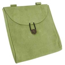 Green Jester  s Suede Leather Pouch for Medieval Renaissance Style Bag
