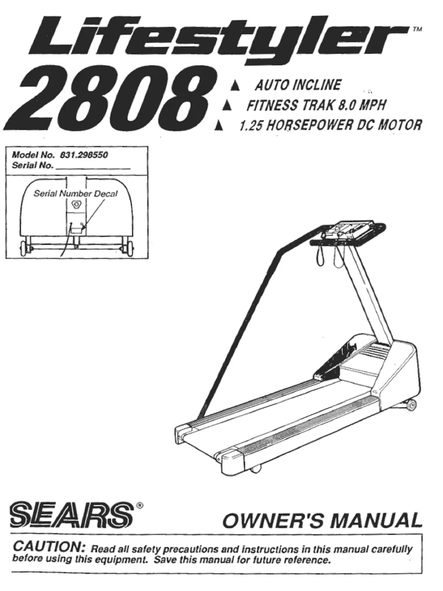 Life Styler 2808 831.298550 Treadmill Owner Manual 107465 eBay